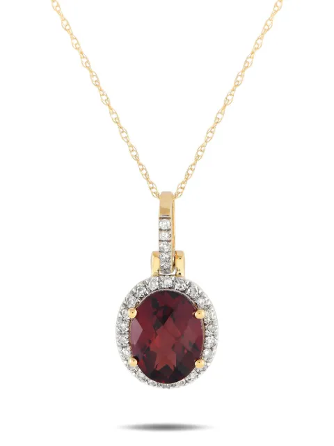 LB Exclusive 14K yellow gold garnet and diamond necklace
