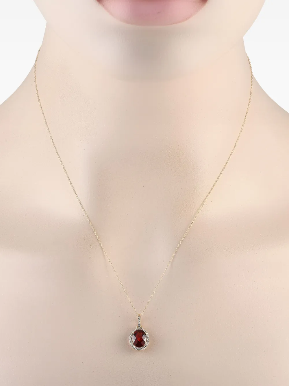 Pre-owned Lb Exclusive 14k Yellow Gold Garnet And Diamond Necklace