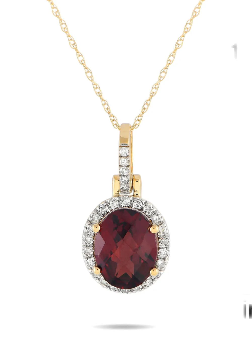 Pre-owned Lb Exclusive 14k Yellow Gold Garnet And Diamond Necklace