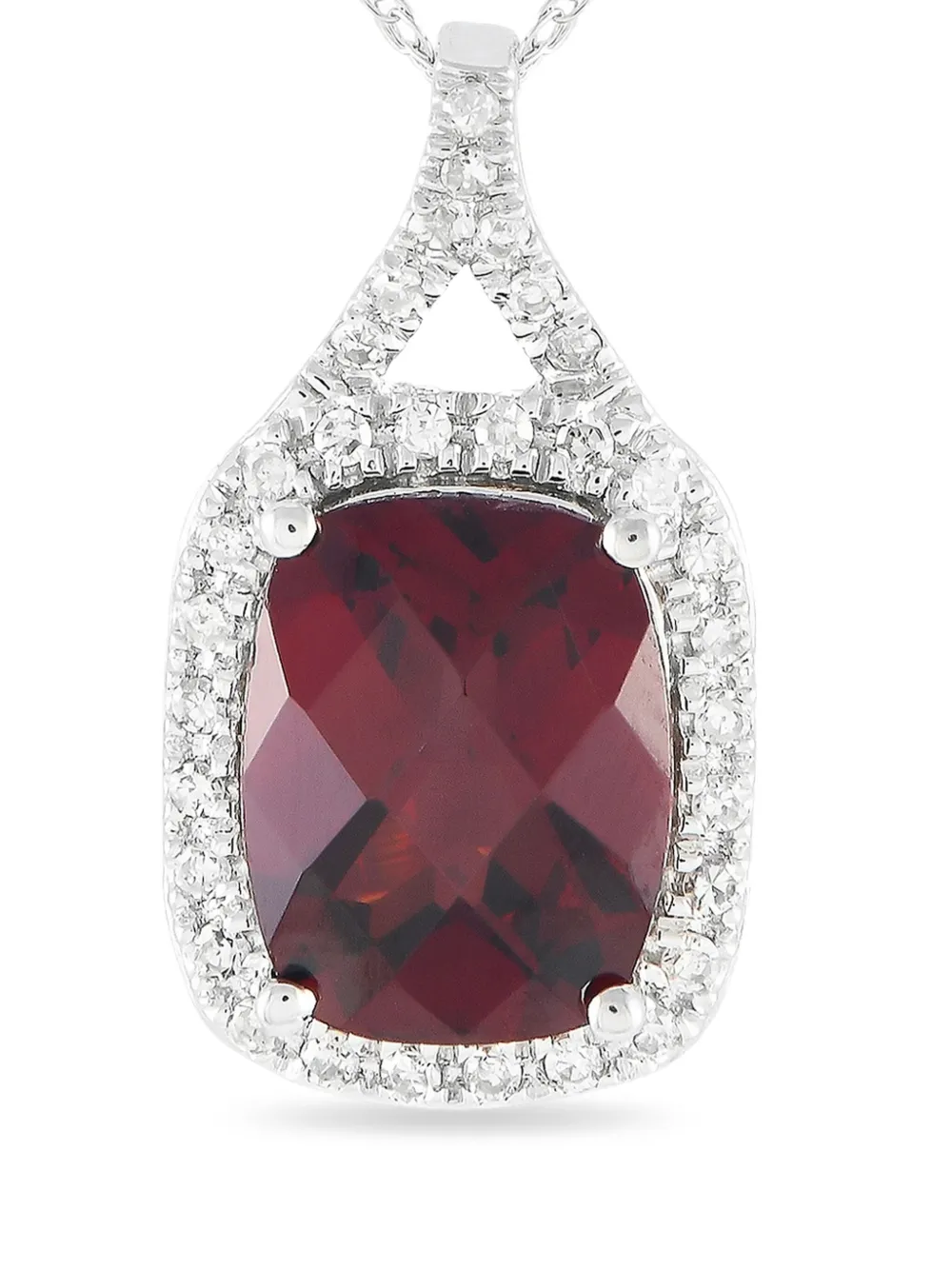 LB Exclusive 14K white gold diamond and garnet pendant necklace | Image 2