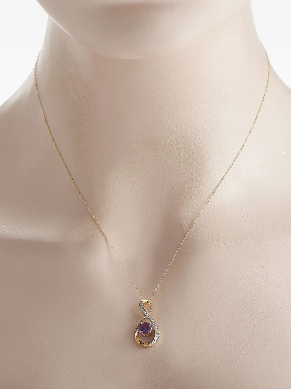 Pre-owned Lb Exclusive 14k Yellow Gold Amethyst And Diamond Necklace