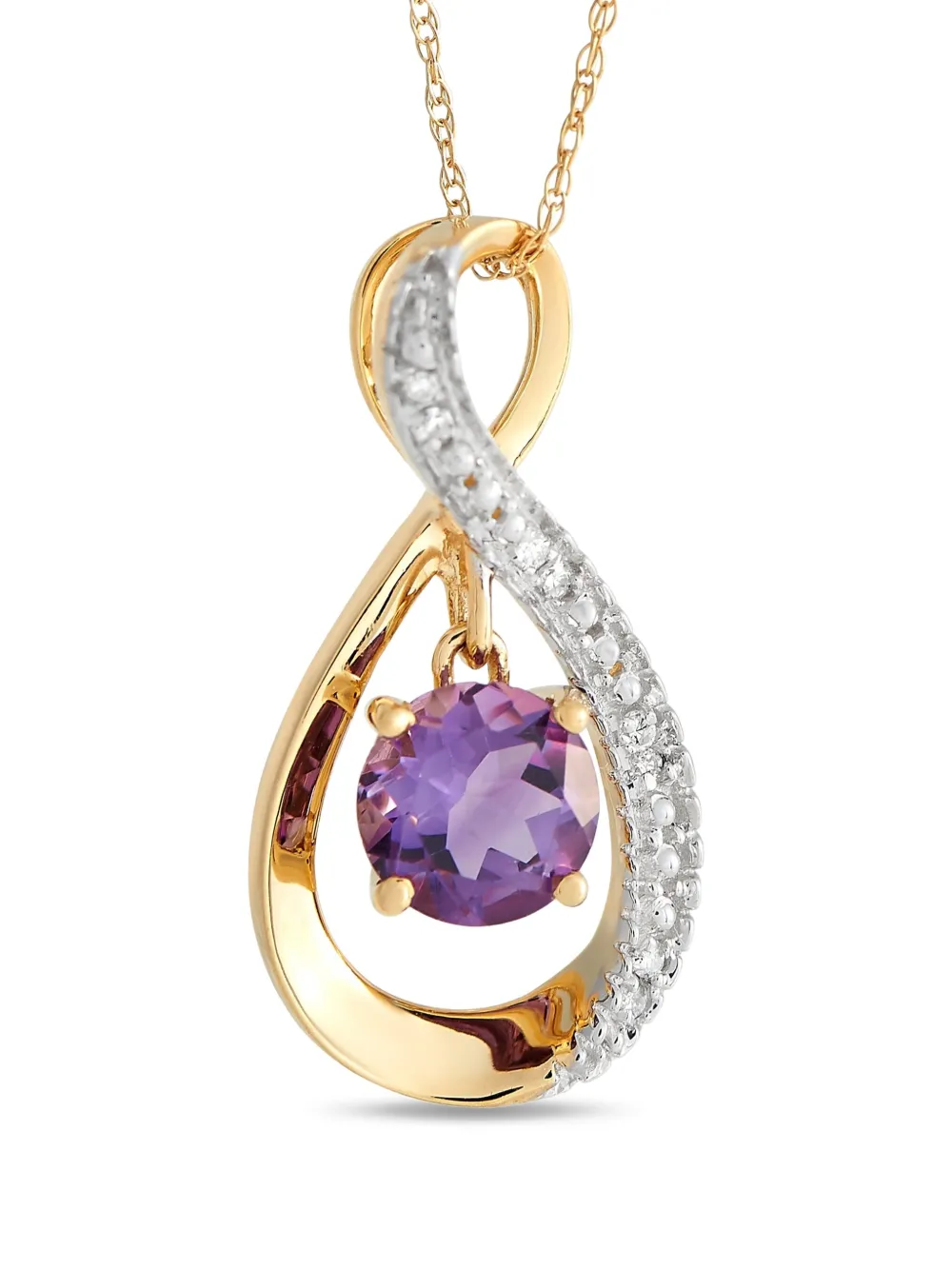 LB Exclusive 14K yellow gold amethyst and diamond necklace | Yellow | Image 1