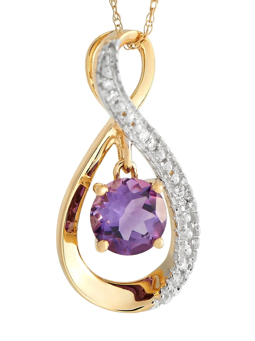 LB Exclusive 14K yellow gold amethyst and diamond necklace | Image 2