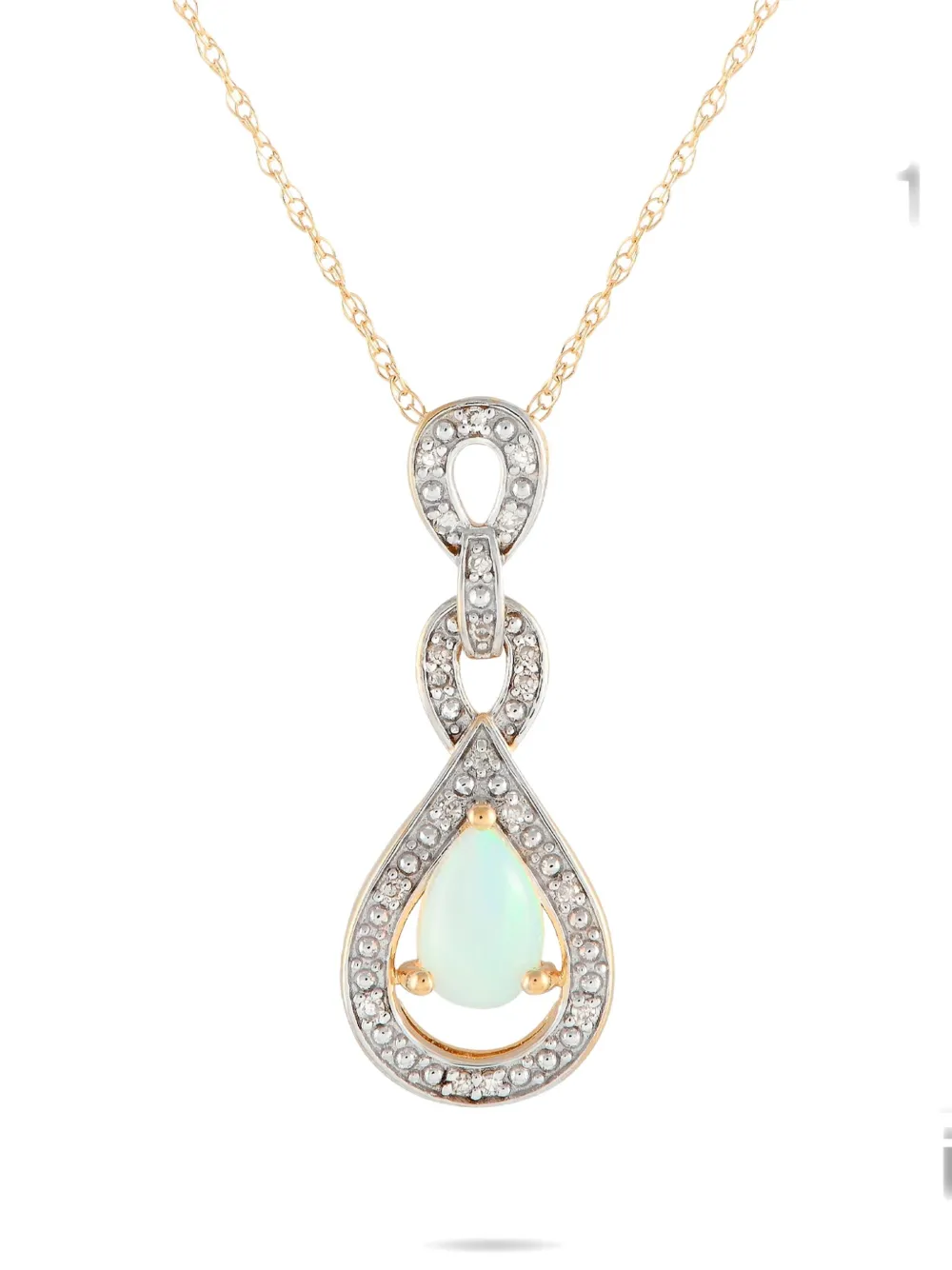 14K yellow gold opal and diamond necklace