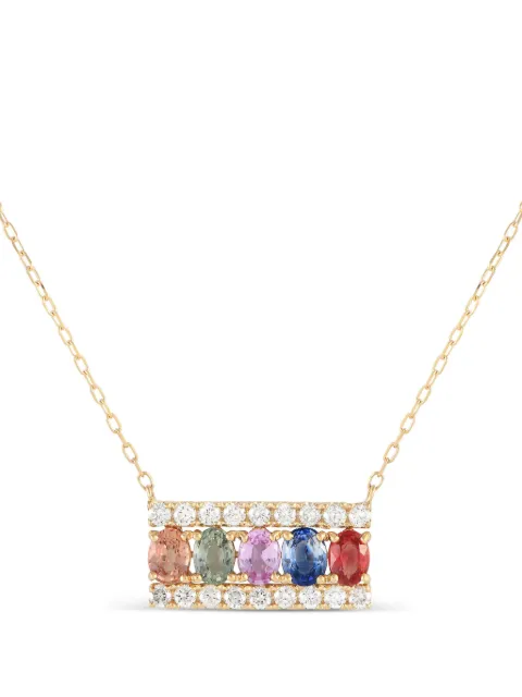 LB Exclusive 18kt yellow gold diamond and sapphire pendant necklace