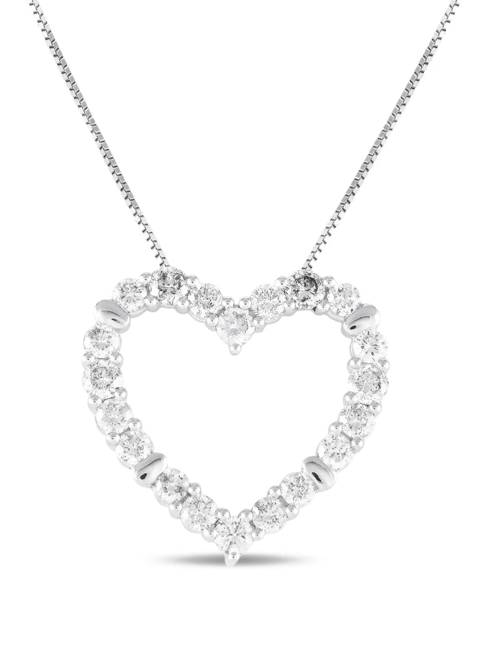 LB Exclusive Heart ダイヤモンド ネックレス 14Kホワイトゴールド - シルバートーン LB Exclusive Heart ダイヤモンド ネックレス 14Kホワイトゴールド - シルバートーン