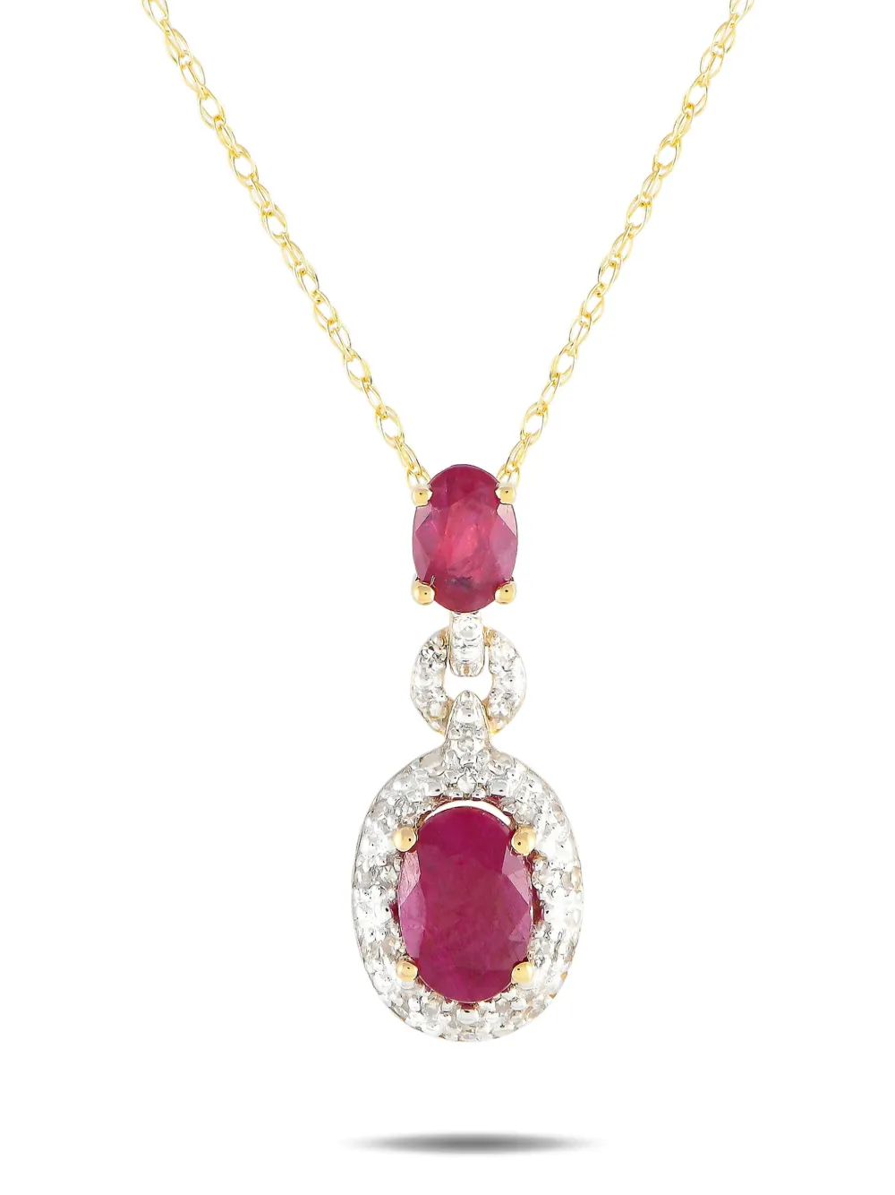14K yellow gold diamond and ruby necklace