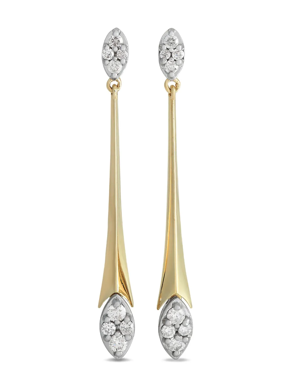 14K yellow gold diamond drop earrings