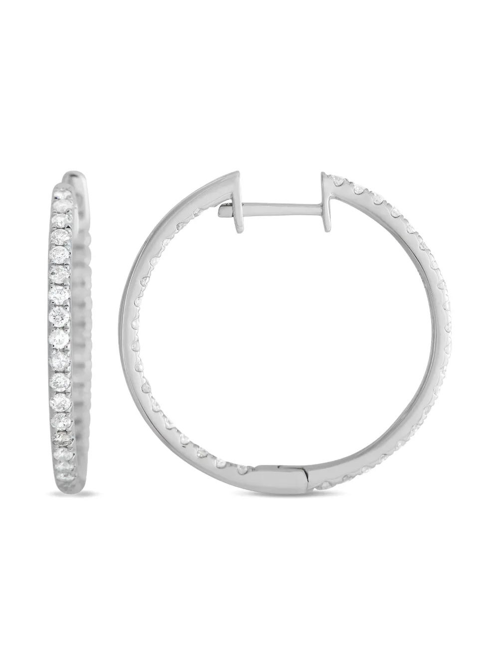 LB Exclusive 14K white gold diamond hoop earrings | Image 2