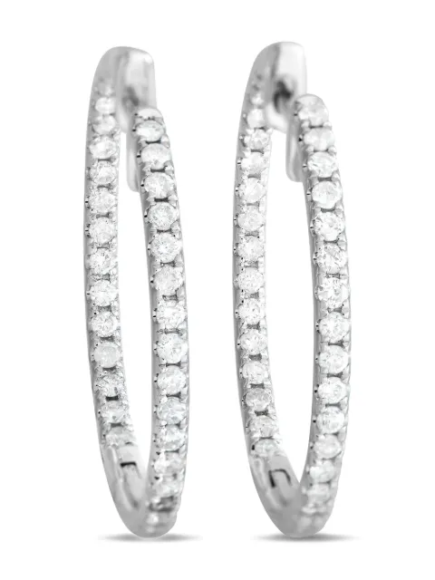 LB Exclusive 14K white gold diamond hoop earrings