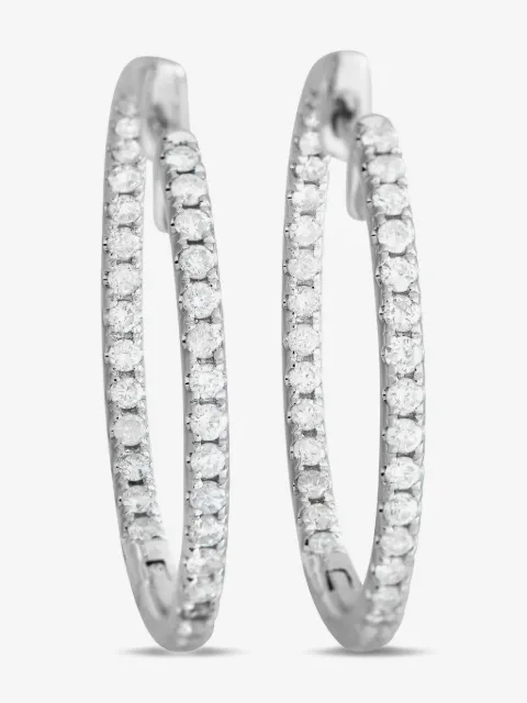 LB Exclusive 14K white gold diamond hoop earrings