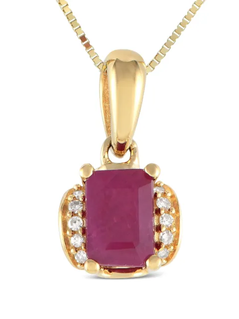 LB Exclusive 14K yellow gold diamond and ruby necklace