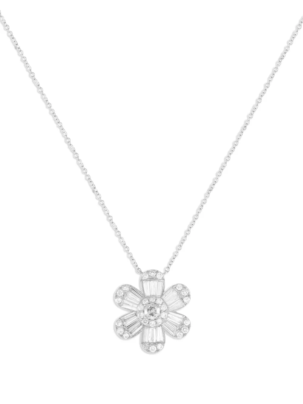 LB Exclusive 14kt white gold diamond flower pendant necklace | Image 2