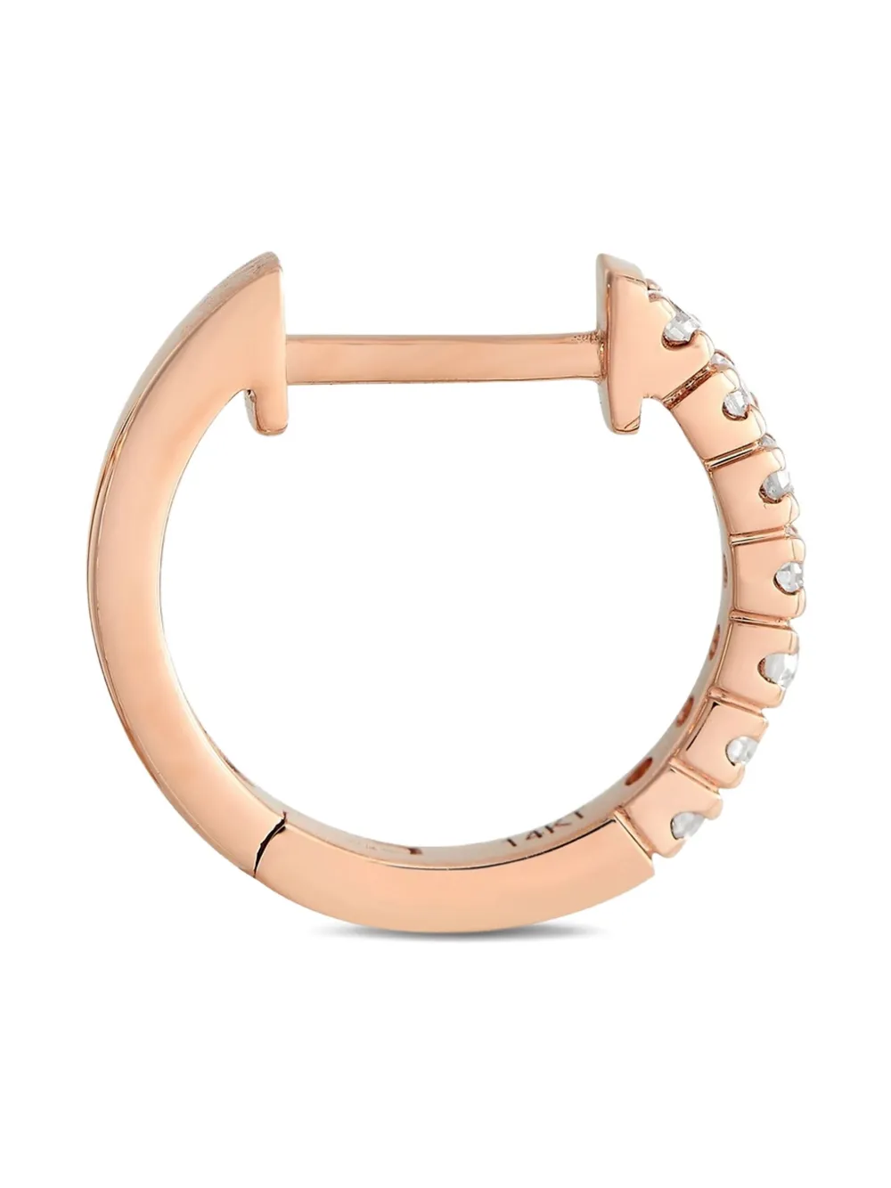 14K rose gold diamond hoop earrings