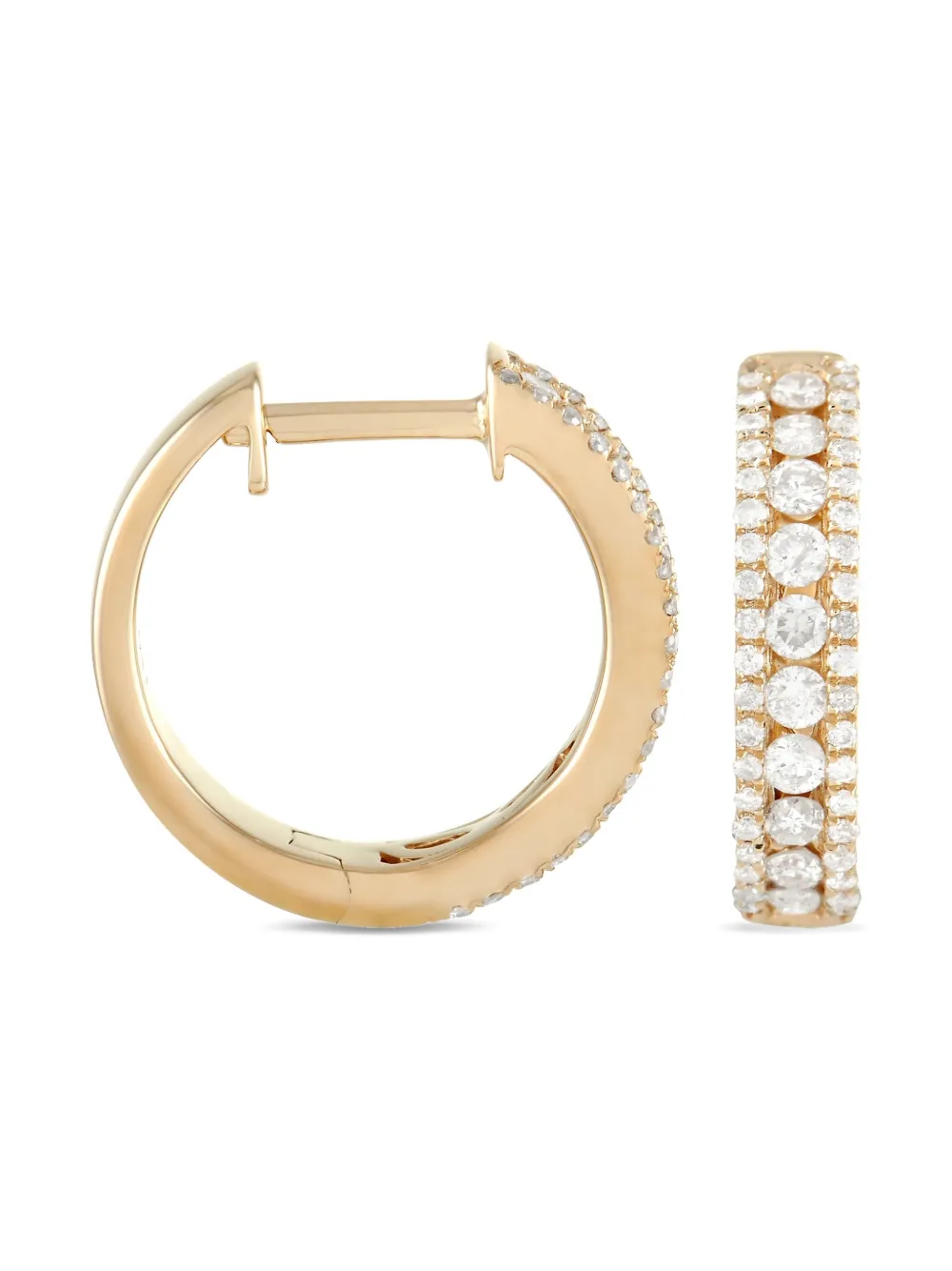 LB Exclusive 14kt yellow gold diamond hoop earrings | Image 2