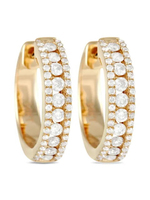 LB Exclusive pendientes de aro en oro amarillo de 14 ct con diamante
