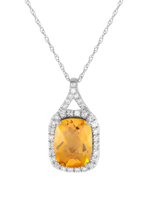LB Exclusive 14K white gold diamond and citrine necklace