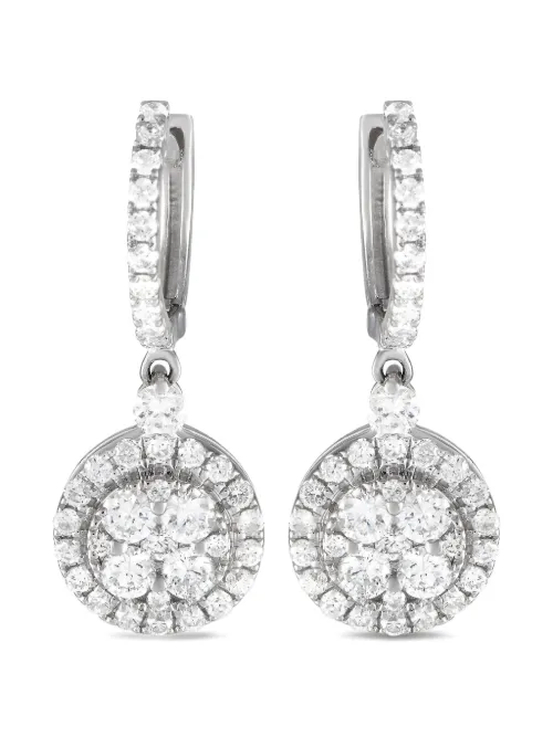 Boucle d'oreille pendante en or blanc 18ct serties de diamant - LB Exclusive - Modalova