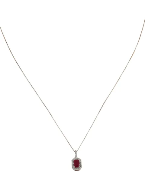 LB Exclusive 14K white gold diamond and ruby necklace