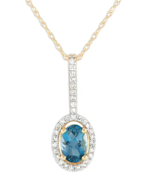 LB Exclusive collar en oro amarillo de 14kt con diamantes y topacio azul