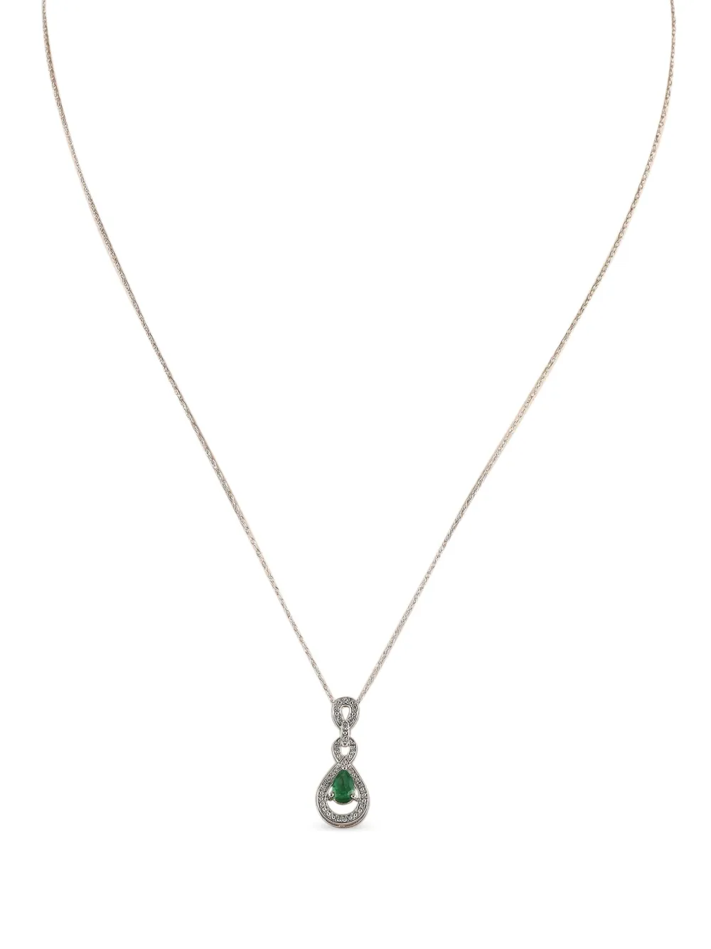 LB Exclusive 14K white gold diamond and emerald necklace | Image 2
