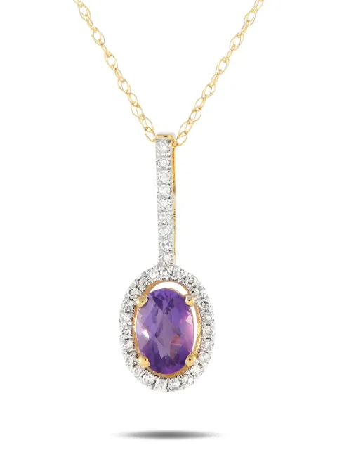 LB Exclusive 14K yellow gold diamond and amethyst pendant necklace