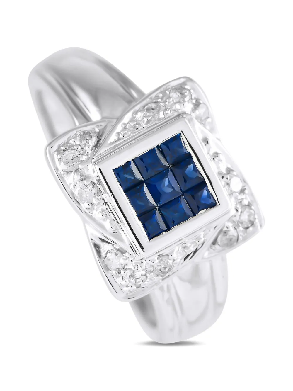 14kt white gold diamond and sapphire ring