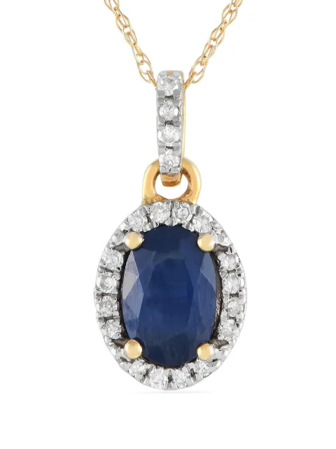 LB Exclusive 14K yellow gold diamond and sapphire necklace