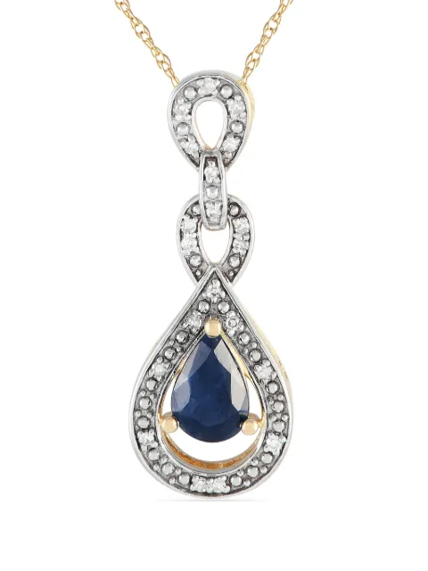 LB Exclusive collar en oro amarillo de 14kt con diamantes y zafiros
