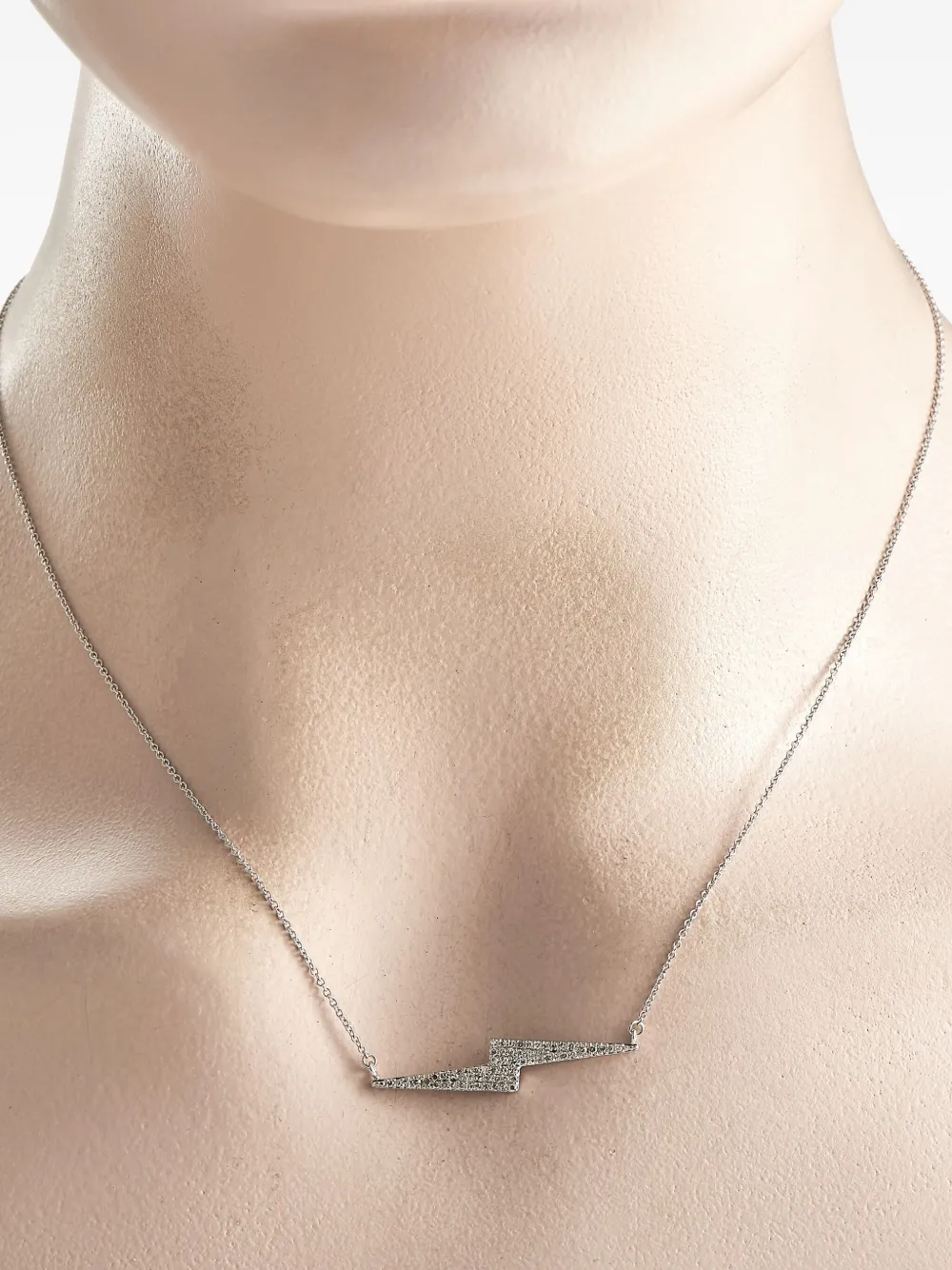Pre-owned Lb Exclusive 14k White Gold Lightning Bolt Diamond Necklace In Silver