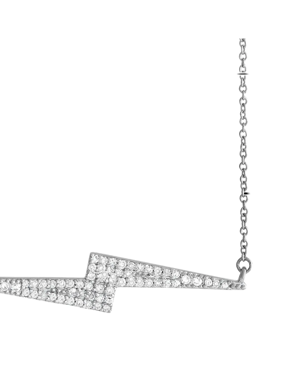 Pre-owned Lb Exclusive 14k White Gold Lightning Bolt Diamond Necklace In Silver