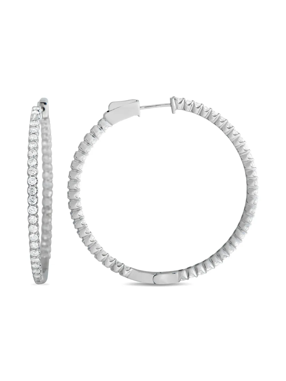 Pre-owned Lb Exclusive 14k White Gold Inside-out Diamond Earrings In Silver