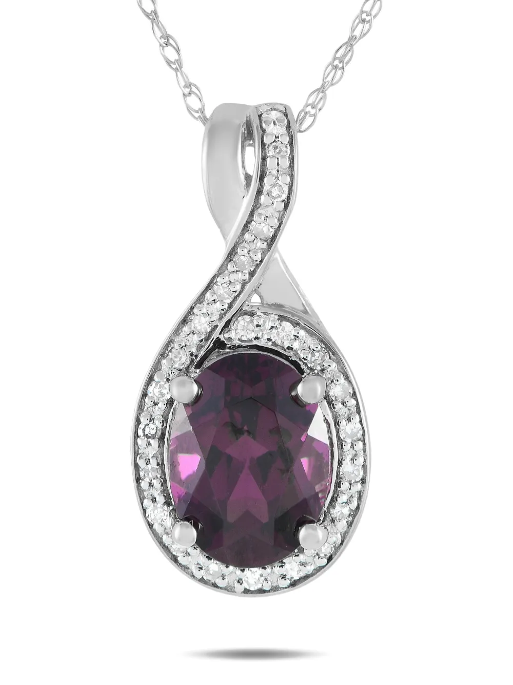 LB Exclusive 14K white gold garnet and diamond necklace | Silver | Image 1