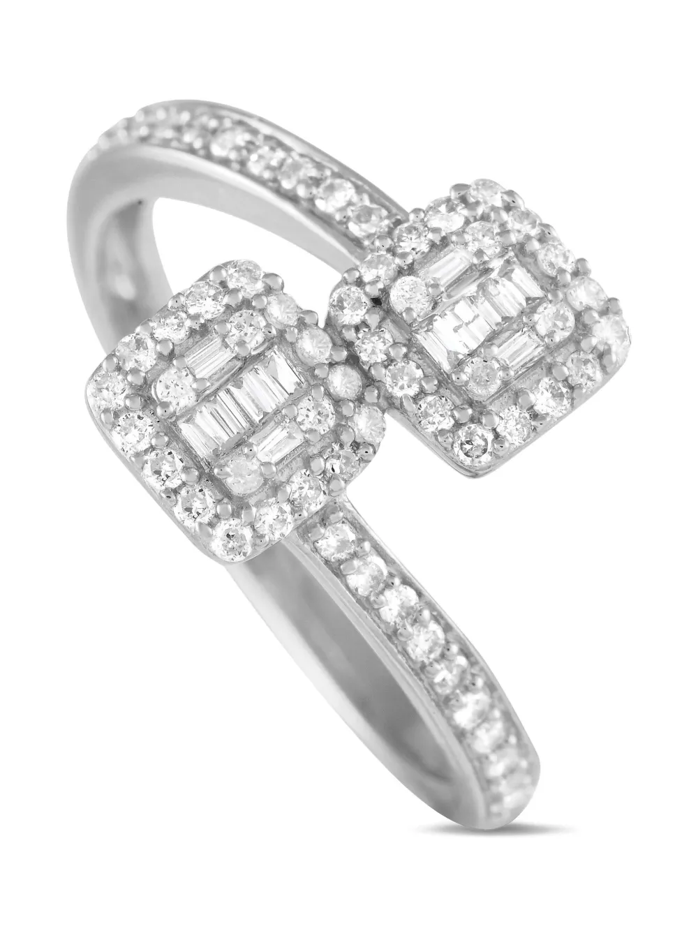 14K white gold Bypass diamond ring