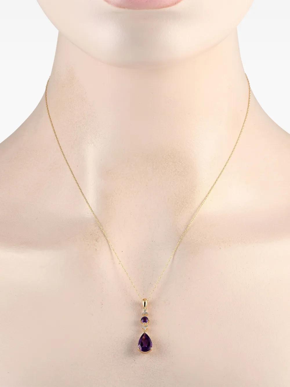 Pre-owned Lb Exclusive 14k Yellow Gold Diamond And Amethyst Pendant Necklace