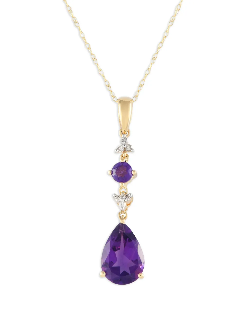 LB Exclusive 14K yellow gold diamond and amethyst pendant necklace | Image 2
