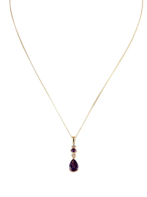 LB Exclusive 14K yellow gold diamond and amethyst pendant necklace 