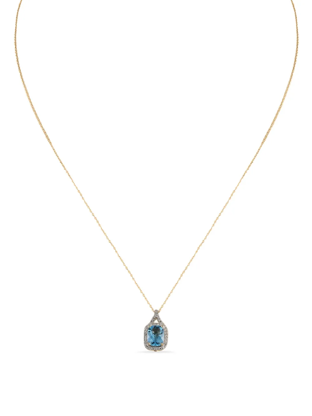 LB Exclusive 14K yellow gold diamond and blue topaz necklace | Image 2