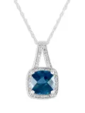LB Exclusive 14K white gold diamond and topaz necklace - Silver