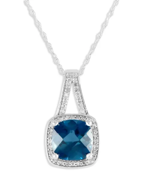 LB Exclusive 14K white gold diamond and topaz necklace