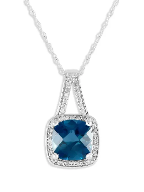 Collier en or blanc 14ct serti de diamant et de topaze - LB Exclusive - Modalova
