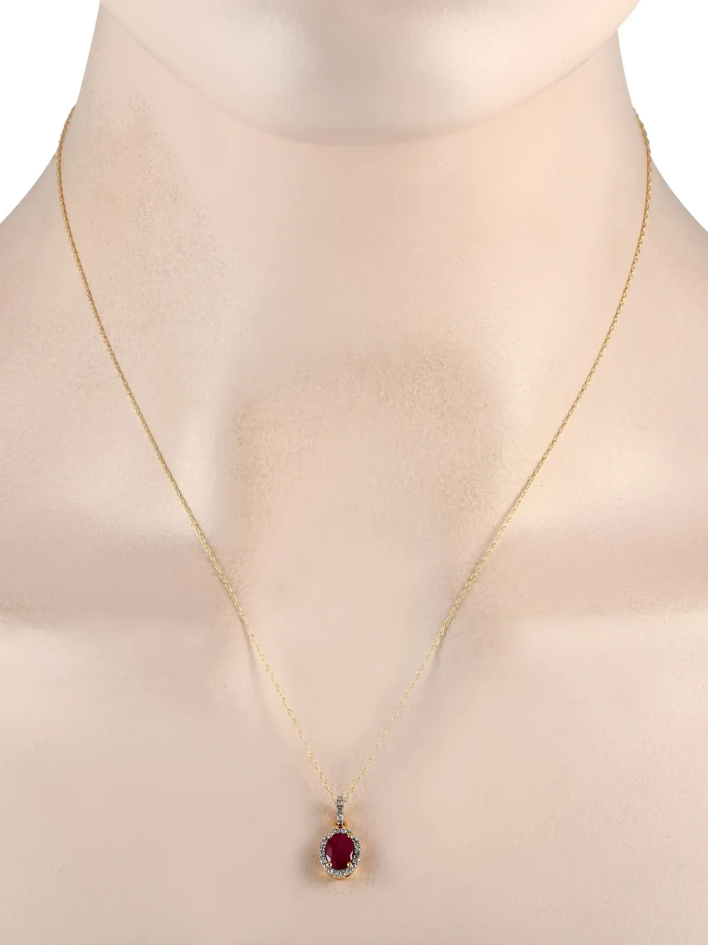 LB Exclusive 14K yellow gold diamond and ruby necklace | Image 2