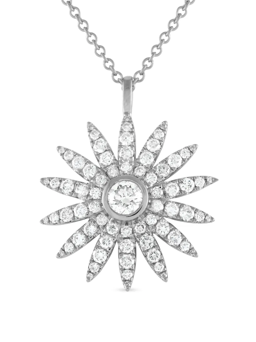 LB Exclusive Sunflower ダイヤモンド ネックレス 18Kホワイトゴールド - シルバートーン LB Exclusive Sunflower ダイヤモンド ネックレス 18Kホワイトゴールド - シルバートーン