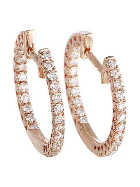 LB Exclusive 14K rose gold diamond hoop earrings