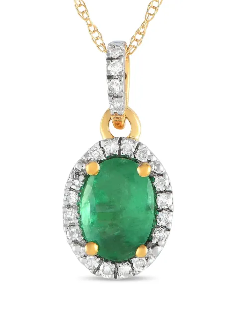LB Exclusive 14K yellow gold diamond and emerald necklace
