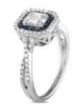 LB Exclusive 14K white gold diamond and sapphire ring