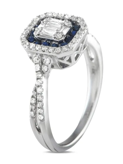 LB Exclusive 14K white gold diamond and sapphire ring