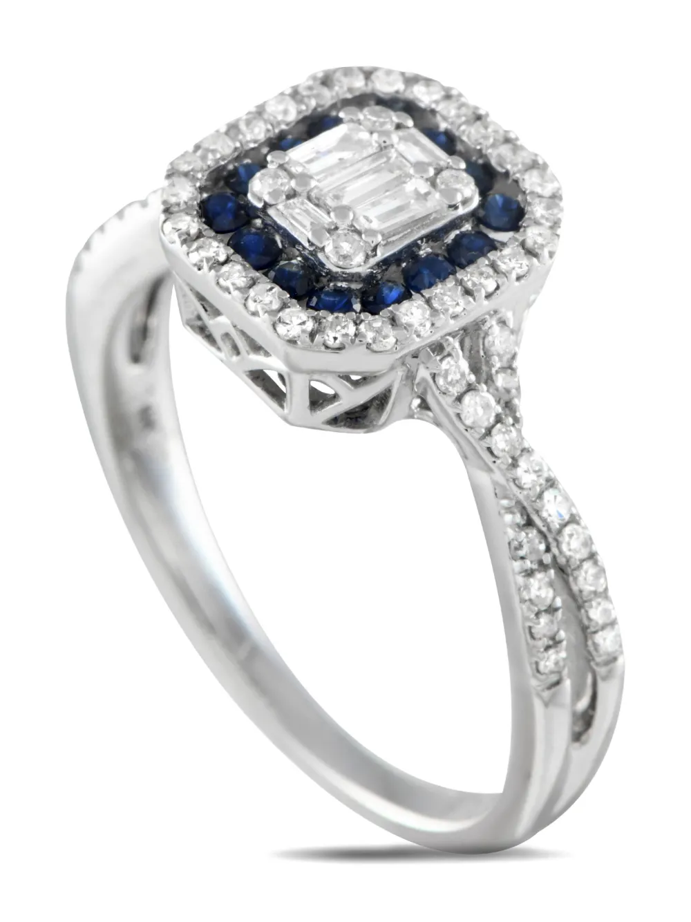LB Exclusive 14K white gold diamond and sapphire ring | Image 2