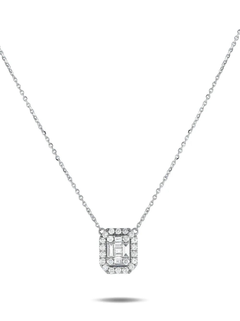 Pre-owned Lb Exclusive 14k White Gold Halo Diamond Necklace In 银色