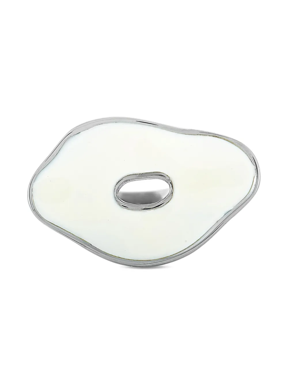 Pre-owned Swatch Vintage Stainless Steel Swatch Pinussina Resin Ring In White